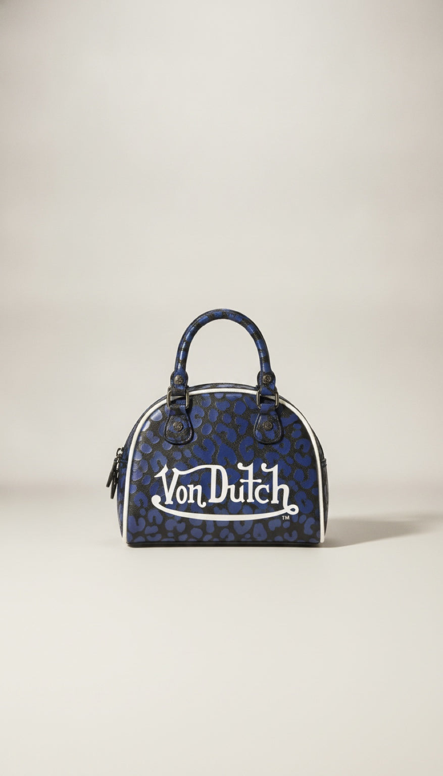 Cartera Von Dutch Mini Bowling Navy Animal Print - frente