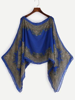 Poncho de Chiffon Paisley – Flujo Boho Etéreo