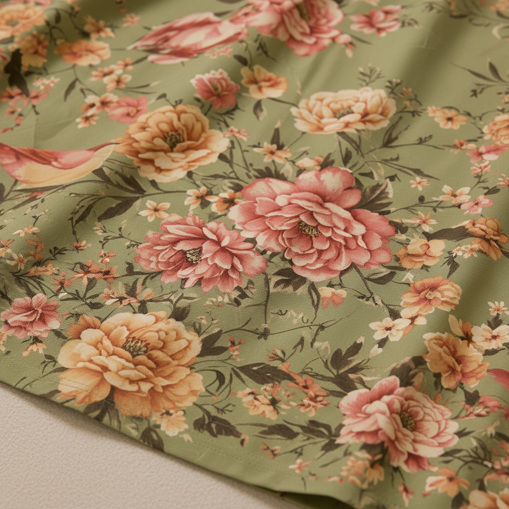 Close-up estampado floral Vestido Maxi Sage Garden