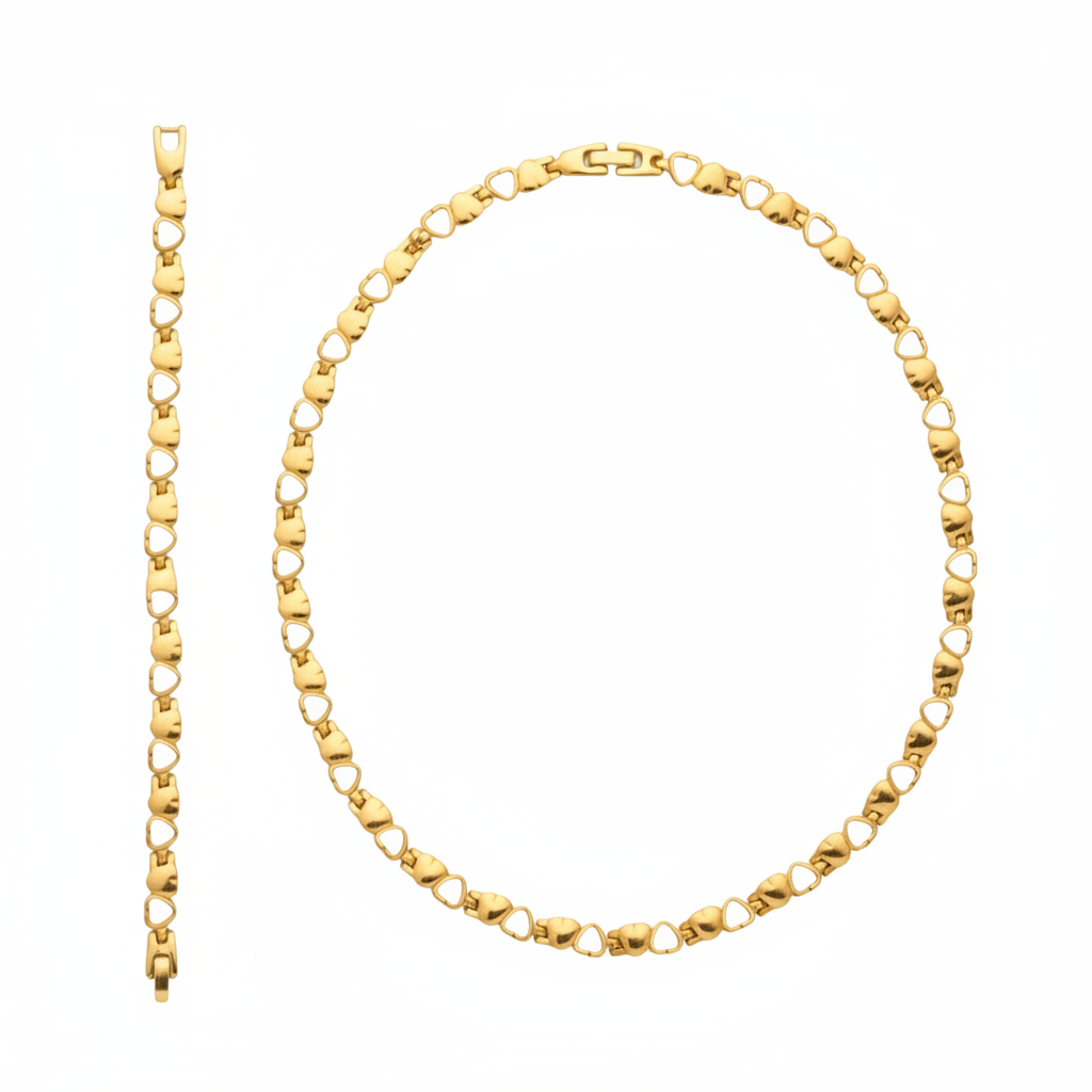 Conjunto Lazo de Amor gargantilla y pulsera dorada fondo blanco