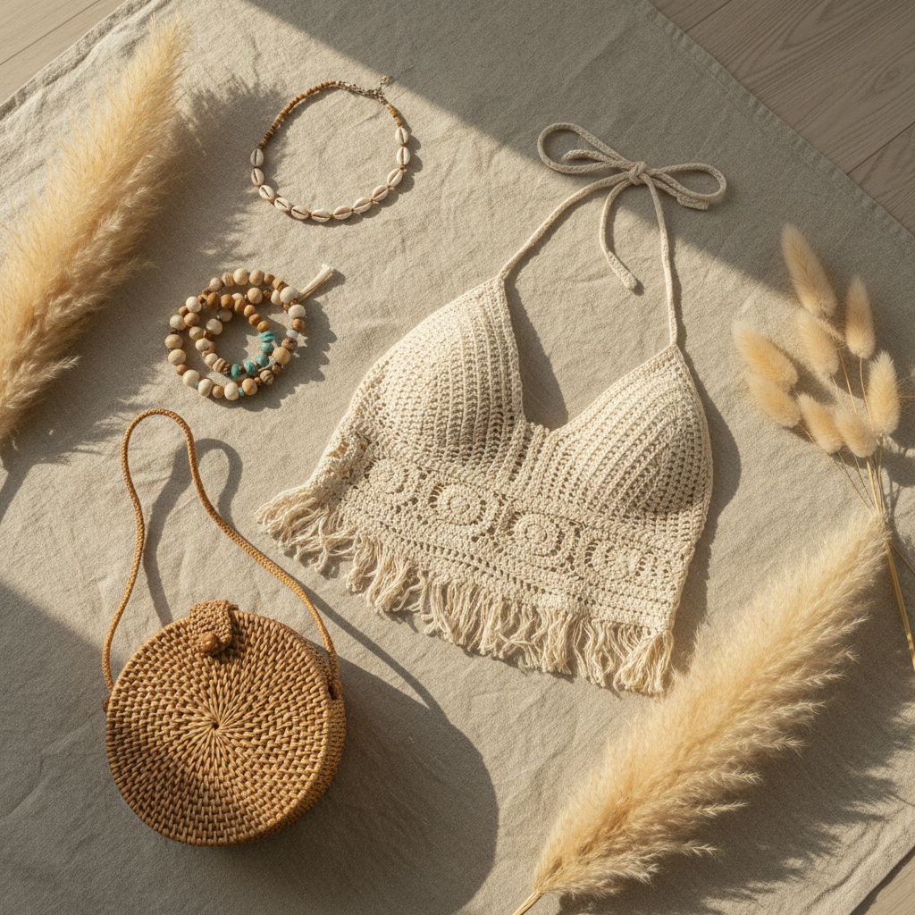 Top Crochet Boho con Accesorios
